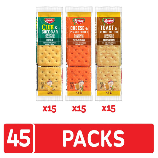 Sandwich Crackers Variety Pack – 45 Snack Packs