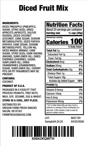 Dried Fruit Snack Mix with Cranberries & Mango