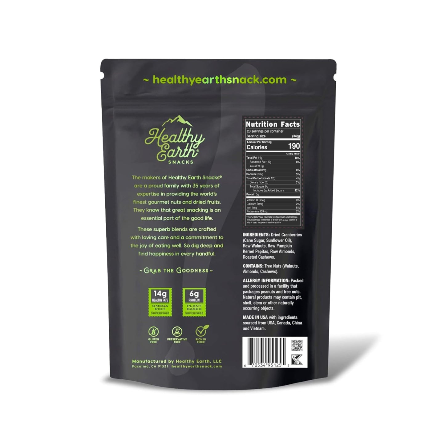 Unsalted Mixed Nuts – Natural Trail Mix Snack