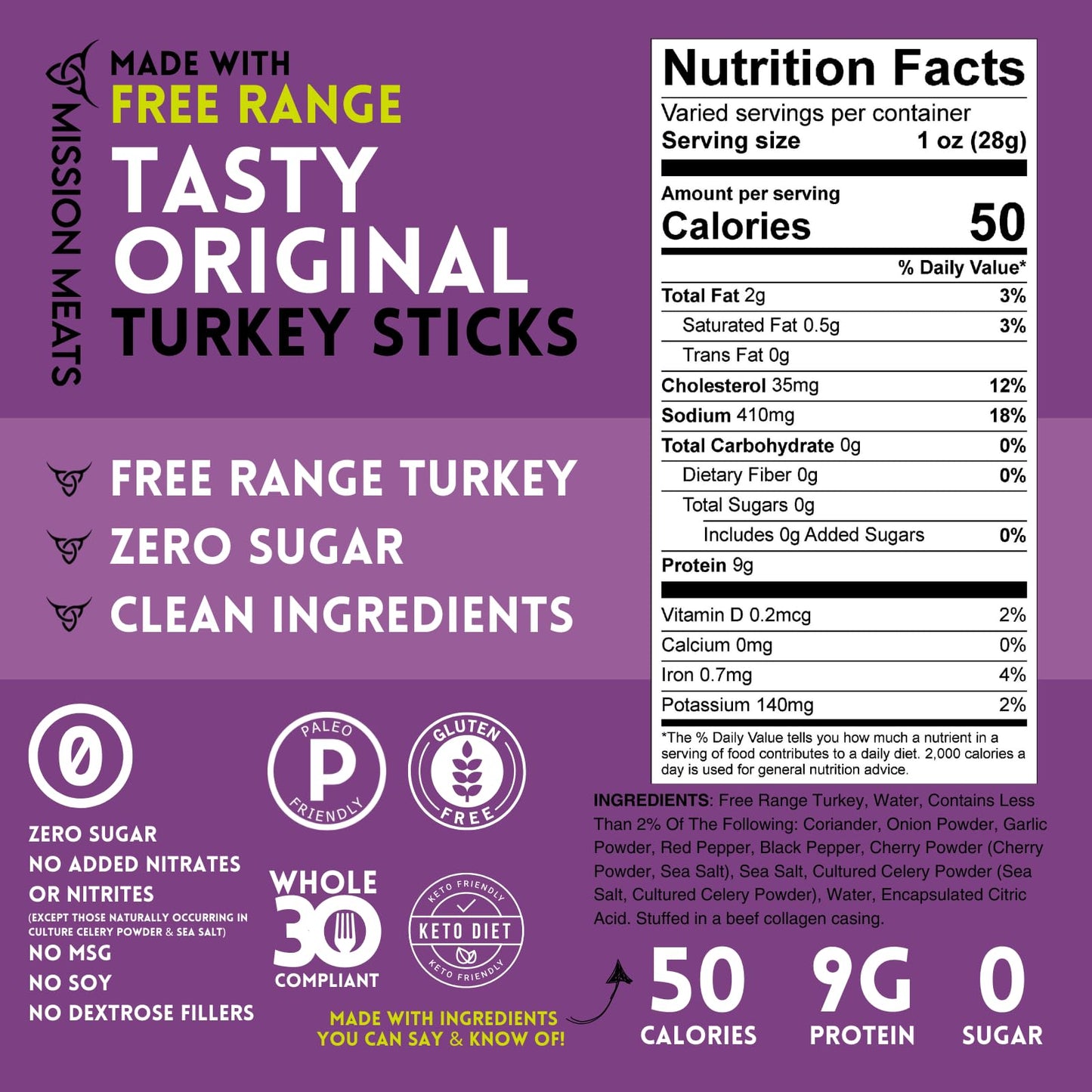 Free Range Turkey Jerky Snack Sticks