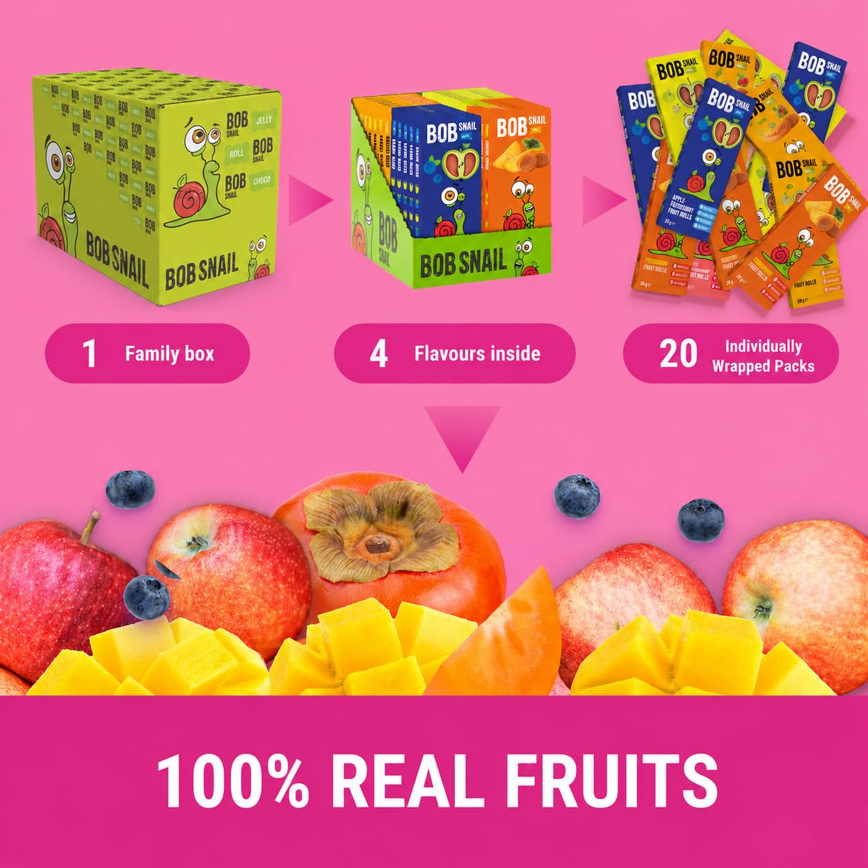 Healthy Fruit Roll Snacks – 60 Pack