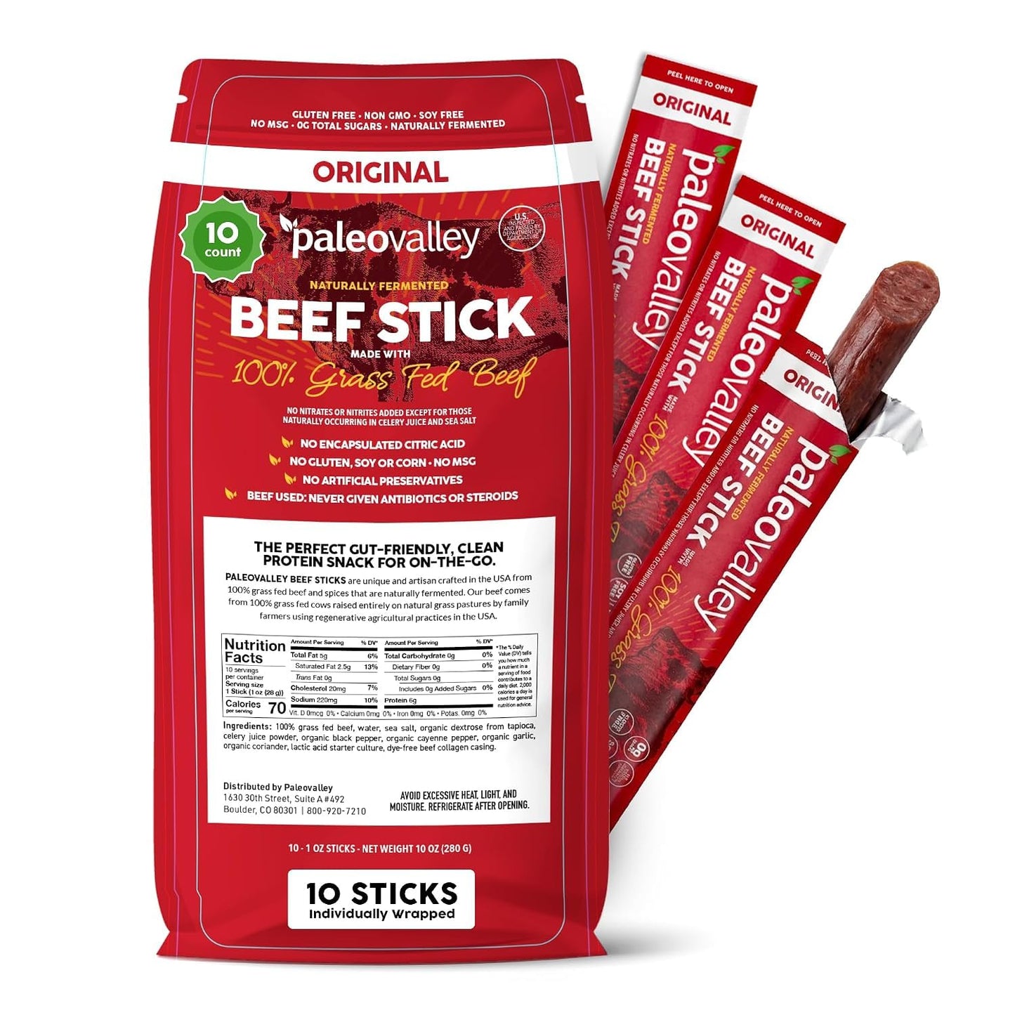 Grass Fed Beef Snack Sticks High Protein
