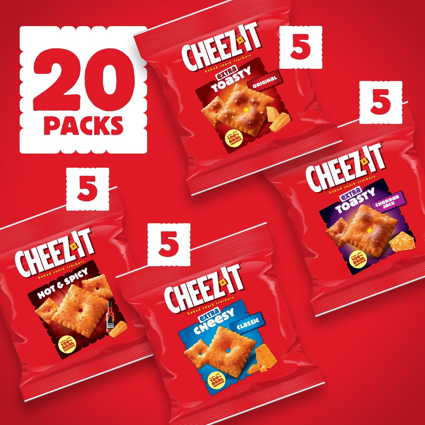 Baked Cheese Crackers Variety Pack – 20 Packs