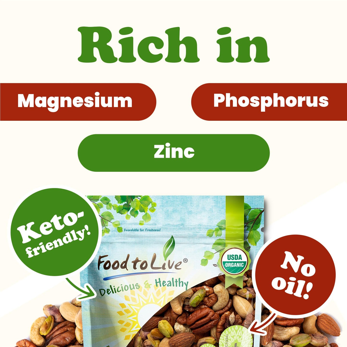 Food to Live Organic Four Nuts Mix